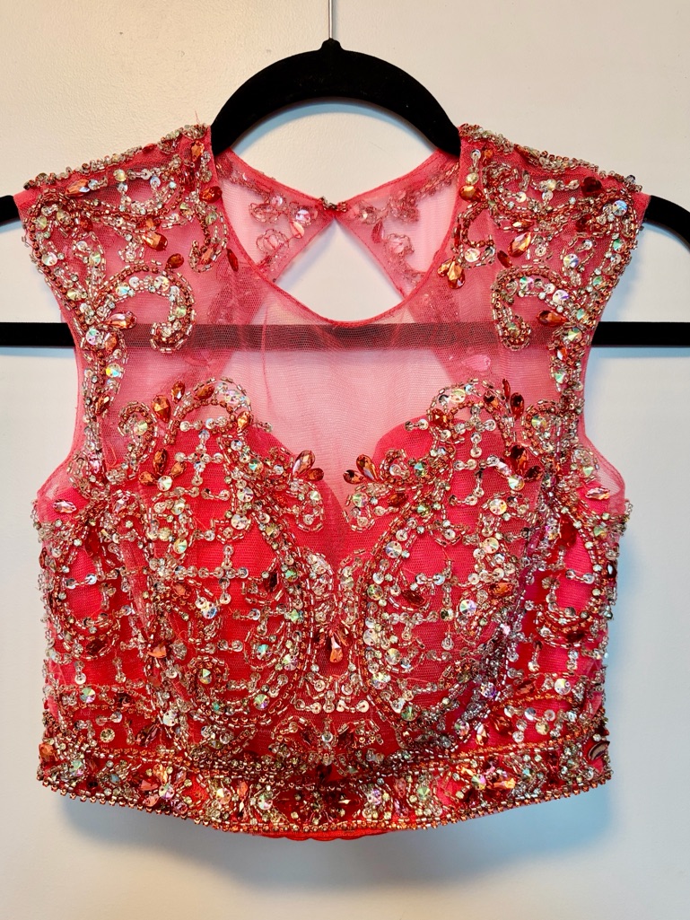 Embellished Pink Beaded Crop Top